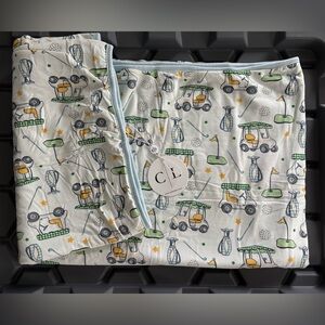 Caden Lane Golf Print Bamboo Large Baby Blanket